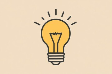 Aufkleber - Bright light bulb illustration showcasing its design and energy efficiency with simple, clear lines and warm colors. Generative AI
