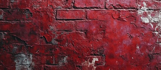 Poster - Red Grunge Brick Wall Texture with Text Space Ideal for Backgrounds Posters or Website Banners