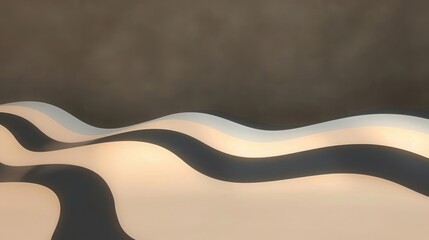 Poster - Abstract wavy surface design with contrasting colors and soft lighting in a minimalist setting