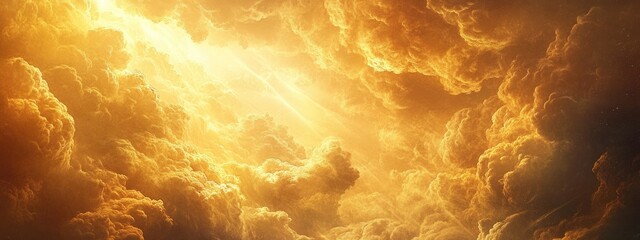 Wall Mural - dramatic clouds illuminated by golden sunlight creating a powerful and serene atmosphere with ample 