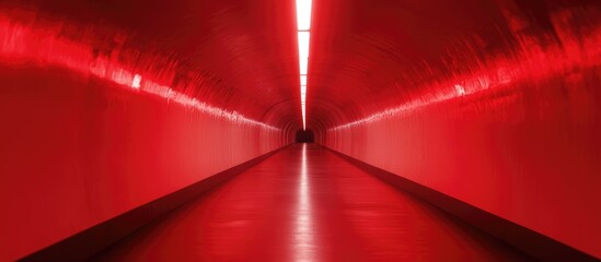 Fototapete - Red Abstract Tunnel with Glowing Light and Motion Blur Creating Spacious Background for Text or Graphic Design Elements