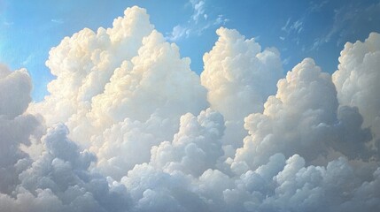 Aufkleber - Cumulonimbus Clouds Against a Tranquil Sky Evoking Calmness and Reflection