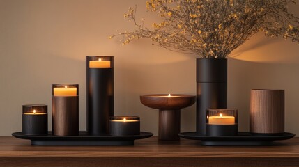 Aufkleber - Modern Candle Arrangements Enhancing Interior Spaces with Unique Home Decor Elements