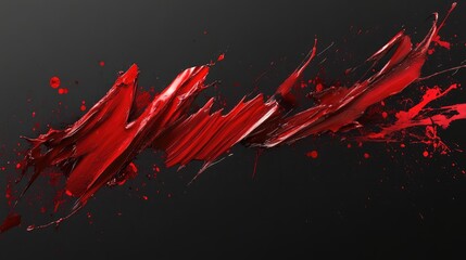 Aufkleber - Vibrant Red Paint Splatter with Jagged Edges on Dark Background Creating Dynamic Artistic Effect