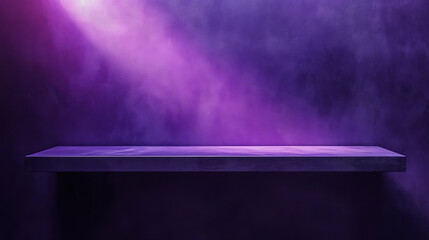 Poster - Minimalist floating shelf against dark purple background