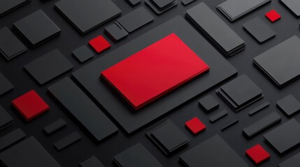 Poster - Red and Black Abstract Composition for Digital Download Concept with Minimalist Design and Copy Space for Technology Themes