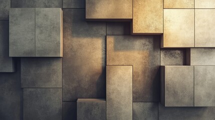 Aufkleber - Stylish abstract wall design featuring textured geometric shapes in warm neutral tones and modern aesthetics.
