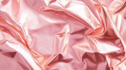 Poster - Rose gold metallic foil texture with shiny iridescent surface showcasing elegant crumpled design for backgrounds or luxury branding.