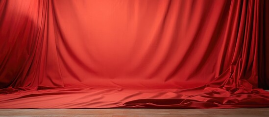 Poster - Vibrant Red Fabric Backdrop for Dynamic Visual Compositions and Creative Photography with Ample Copy Space