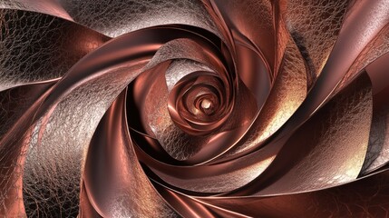 Aufkleber - Elegant Rose Gold and Brown Metallic Abstract Swirling Background Design for Modern Textures and Visual Elements in Digital Art