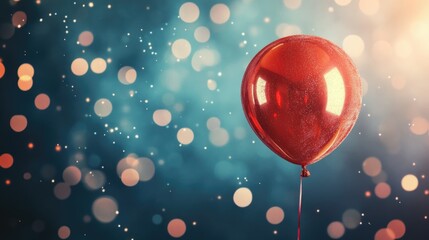 Poster - Glowing red Christmas balloon against a bokeh background creating a festive and joyful atmosphere for holiday celebrations