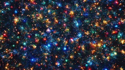 Aufkleber - Colorful Christmas and New Year Sparkler Background Aerial View with Twinkling Lights and Copy Space for Seasonal Greetings and Messages