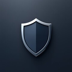 Poster - Stylish metallic shield icon representing protection and security with a dark background. Generative AI