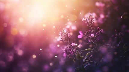 Poster - Beautiful bokeh light effect with vibrant flowers creating a dreamy background perfect for adding custom text or messages.