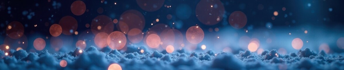 Wall Mural - White snow bokeh, glowing particles on dark background , nature, white