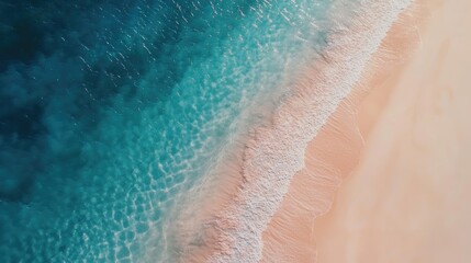 Poster - Tranquil beach scene with gentle waves and soft pastel colors reflecting a serene coastal landscape.