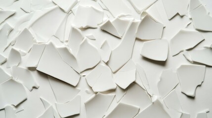 Poster - Fragments of Broken White Ceramic Plate Textured Background for Art and Design Use