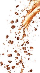 Aufkleber - Coffee Beans and Liquid Splashing Dynamically
