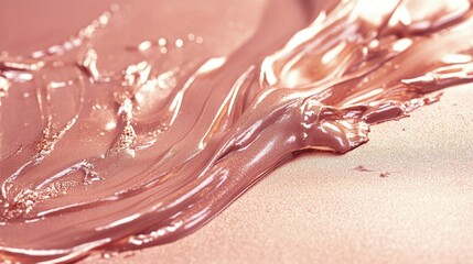 Aufkleber - Rose gold metallic paint flowing elegantly on a freshly coated surface showcasing texture and shine in artistic design.
