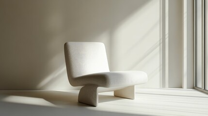 Aufkleber - Minimalist chair design showcasing sleek lines in a serene interior space with natural light and soft shadows.