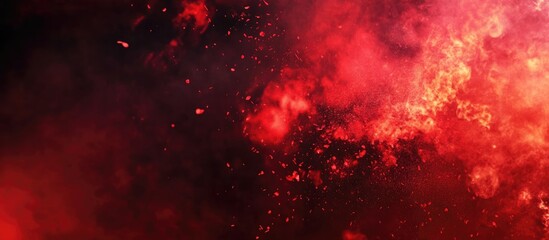 Poster - Red firework burst creating dynamic patterns against a dark sky with space for customized text or graphics in a festive setting
