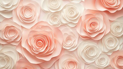 Poster - Elegant Pink and White Rose Paper Texture Background for Creative Mockups and Design Projects