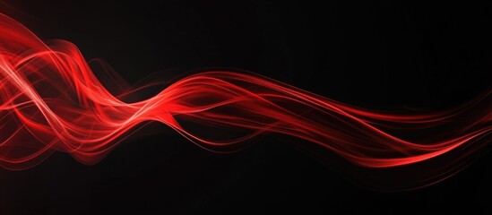 Poster - Elegant Red Smoke Waves on Black Background for Custom Text or Branding