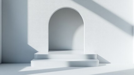 Poster - modern minimalist studio mockup featuring white architectural elements and natural light for creativ