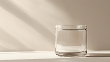 Aufkleber - Minimalist glass jar with clean lines and neutral background highlighting sleek design and natural light shadows.