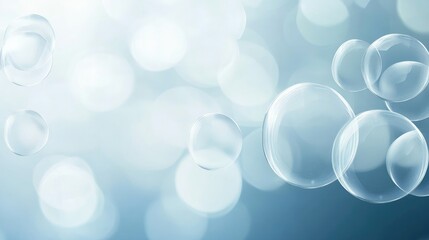 Poster - Soothing Blue Background with Soft Bokeh Effect and Gentle Bubbles for Creative Designs and Visual Communication