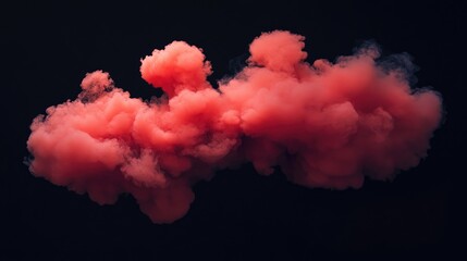 Poster - Vivid Red Smoke Cloud on Black Background Captured from Above in Studio Setting
