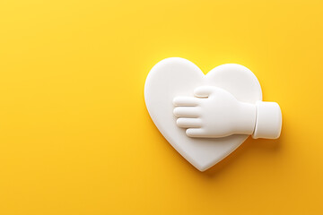 Poster - A minimalist design features a handshake icon nestled within a heart shape, set against a neutral backdrop. Soft midday light enhances the visual appeal, conveying warmth and care