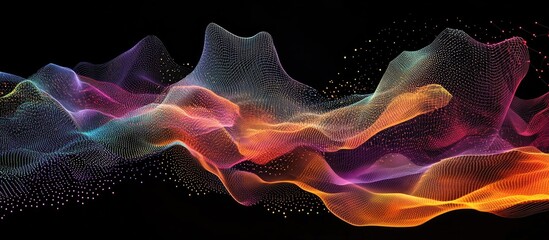 Poster - Colorful Abstract Low Poly Digital Background with Flowing Waves and Connected Lines for Creative Text Placement and Design Element