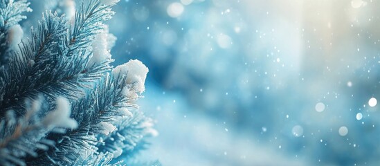 Poster - Serene Light Blue Background with Bokeh Effects Ideal for Holiday Themes and Text Space in 16 9 Format