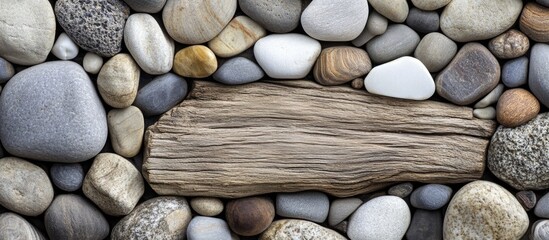 Poster - stone texture and driftwood background with ample space for text and design elements
