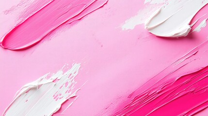 Aufkleber - Minimalistic abstract background featuring white and pink brush strokes on a smooth pink surface for modern design projects