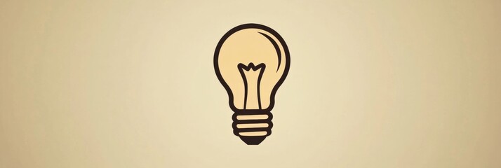 Aufkleber - Simple light bulb illustration on a plain background highlighting the design and form of the object in an artistic way. Generative AI