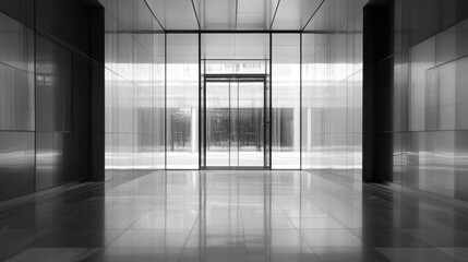 Aufkleber - Contemporary glass door entrance design showcasing minimalist aesthetics and sleek architecture in a modern interior space.