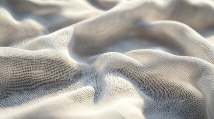 Aufkleber - Natural white fabric texture featuring creases and highlights, ideal for environmentally friendly textile production concepts.