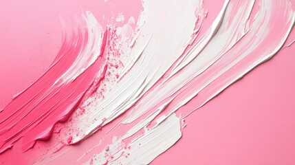 Aufkleber - Minimalistic abstract background featuring smooth white and pink brush strokes on a soft pink surface for artistic compositions.