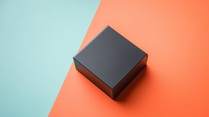 Aufkleber - Modern Minimalist Black Box on Colorful Background for Online Shopping and Mail Delivery Concepts with Copy Space