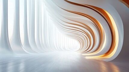 Aufkleber - Minimalist modern hall with unique flowing design and soft lighting creating a serene and contemporary atmosphere
