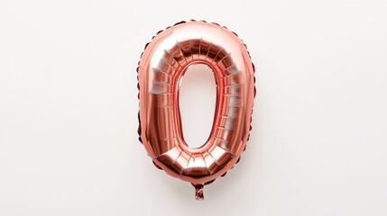 Poster - Rose gold zero birthday balloon on white background for celebratory decorations and events