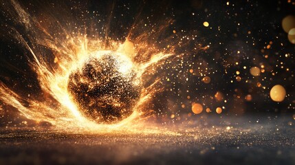 Poster - explosive energy release representing impact of forces with vibrant sparks and particles in a captiv
