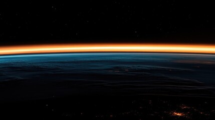 Poster - vibrant space horizon with dark sky and warm glow suitable for text overlay and creative design proj