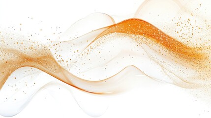 Aufkleber - Abstract flowing wave design with golden particles on a white background for elegant and modern aesthetic themes.