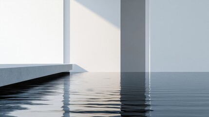 Poster - tranquil minimalist space with water reflection and ample copyspace for design elements