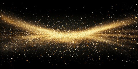 Aufkleber - Elegant golden confetti explosion on black background perfect for celebratory designs with ample empty space for text or branding