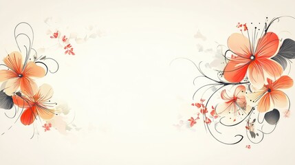 Poster - Elegant floral design featuring vibrant blooms on a soft white background perfect for feminine or romantic themes in design projects.