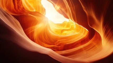 Poster - canyon abstract journey with glowing light and empty space for text in warm tones